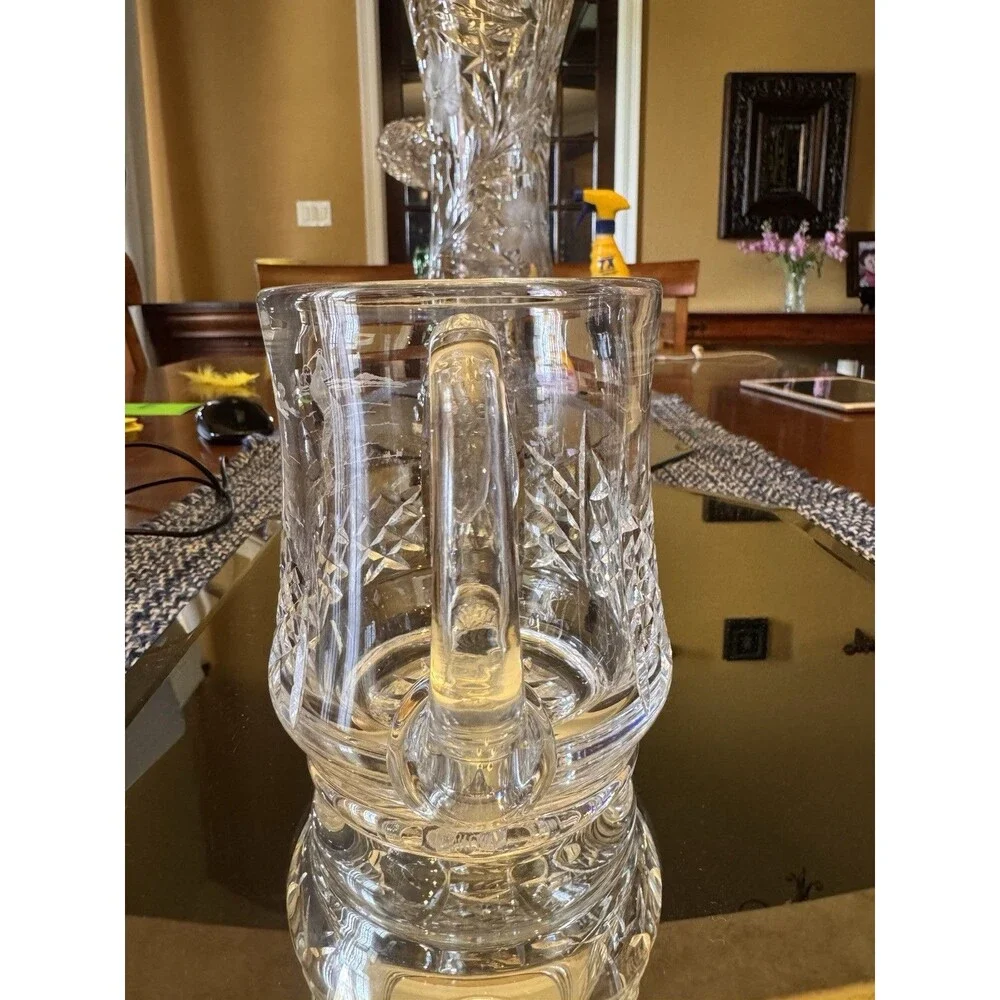 Golf Edinburgh Crystal Decanter Set w/ Stopper & 4 Glasses, 2 tankards, Vase 9pc